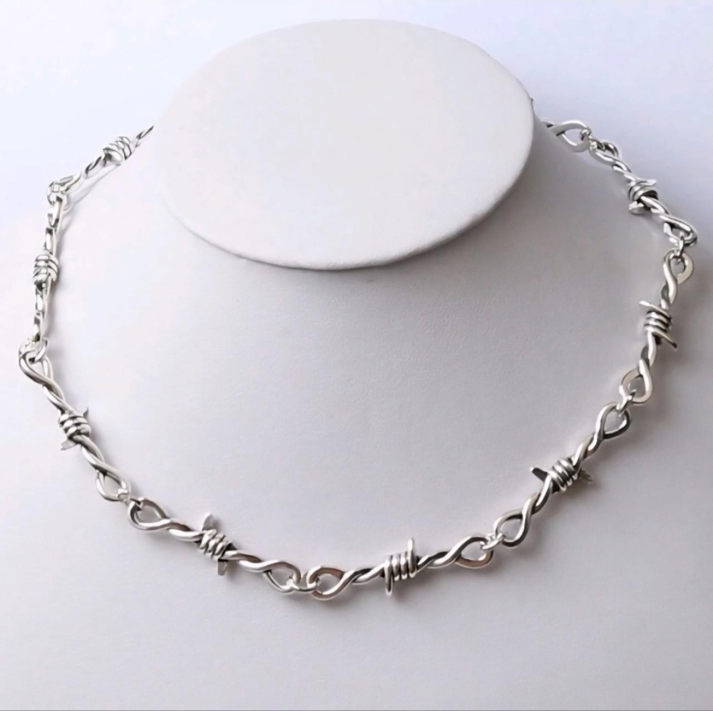 Silver Barbed Wire Necklace